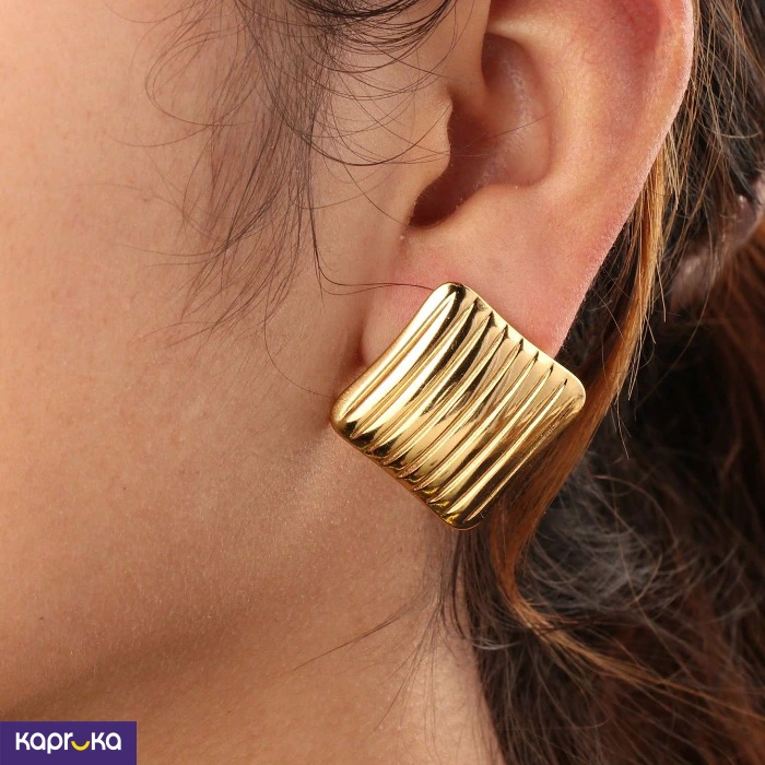 Stainless Steel Lined Block Earrings