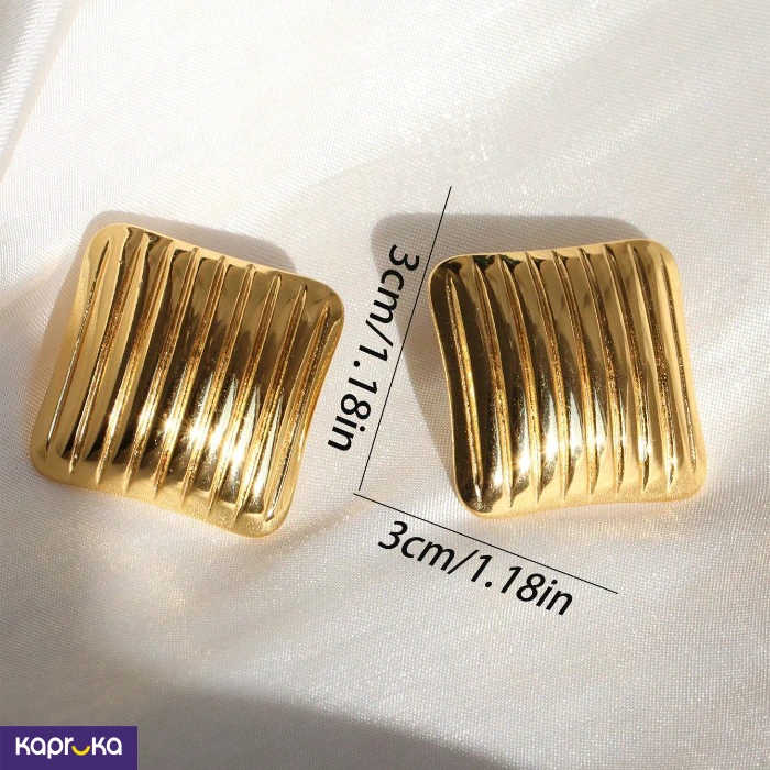 Stainless Steel Lined Block Earrings