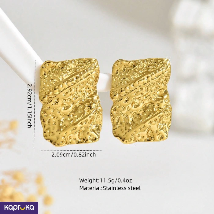 Stainless Steel Chunky Gold Textured Earrings