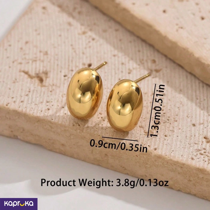 Stainless Steel Gold Plated Oval Earrings