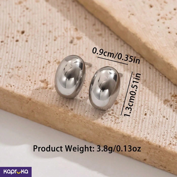 Stainless Steel Silver Plated Oval Earrings
