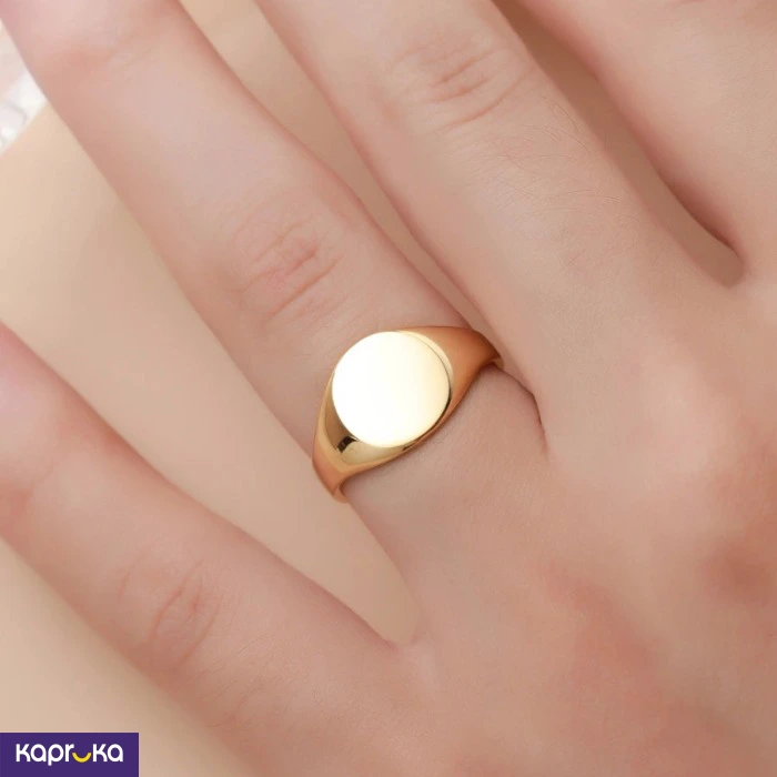 Stainless Steel Gold Plated Signet Adjustable Ring