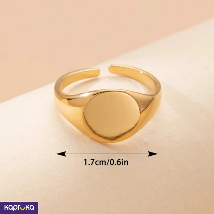 Stainless Steel Gold Plated Signet Adjustable Ring