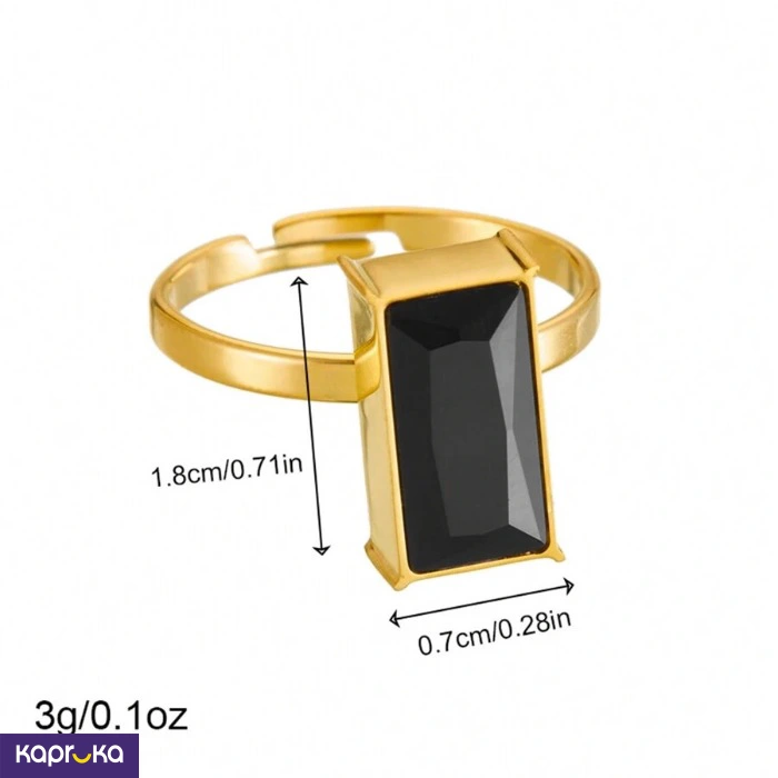 Stainless Steel Gold Plated Noir Signet Adjustable Ring