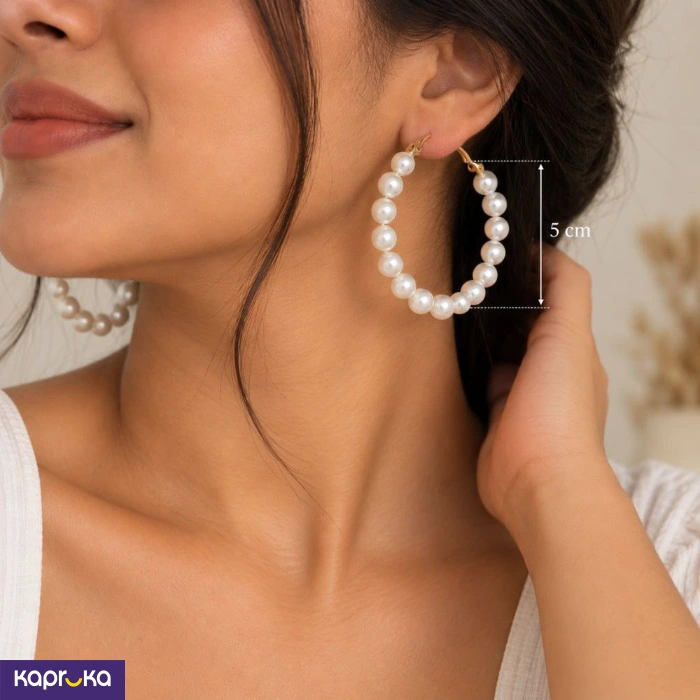 Faux Pearl Hoop Earrings