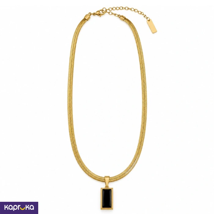 Gold Plated Stainless Steel Black Pendant Necklace