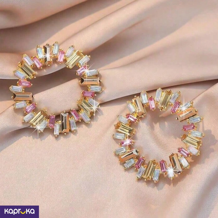 Multi Colour Rhinestone Cocktail Earrings