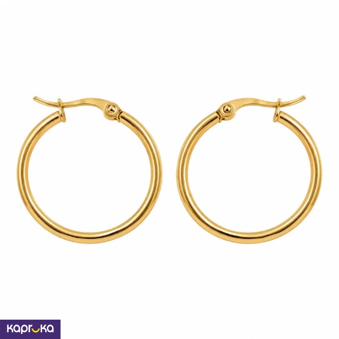 Stainless Steel Gold Plated Basic Hoop Earrings