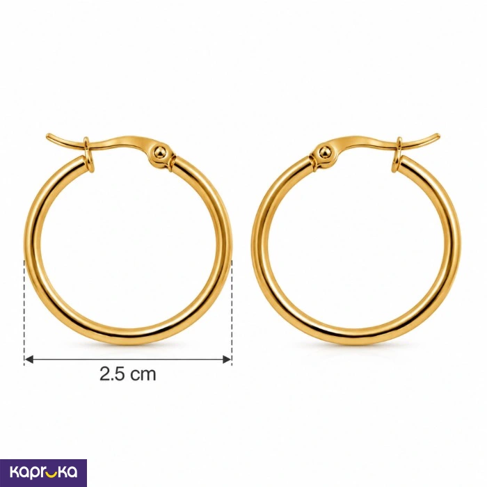 Stainless Steel Gold Plated Basic Hoop Earrings