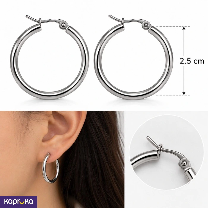 Stainless Steel Silver Plated Basic Hoop Earrings