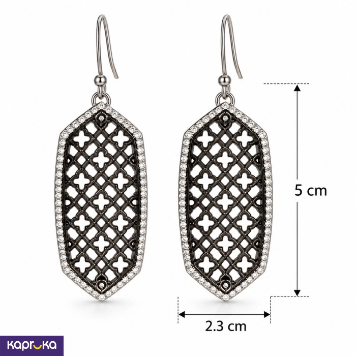 Black Filigree Rhinestone Drop Earrings