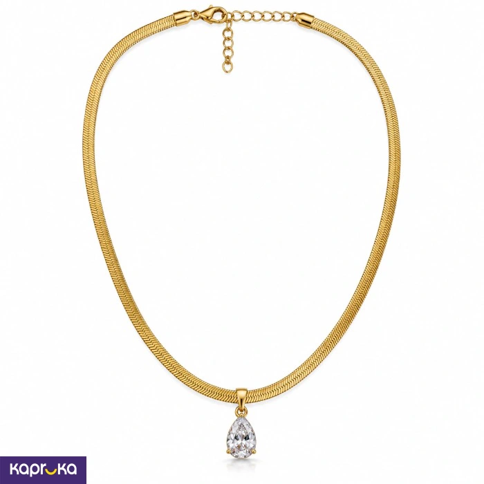 Stainless Steel Gold Plated Tear Drop Necklace