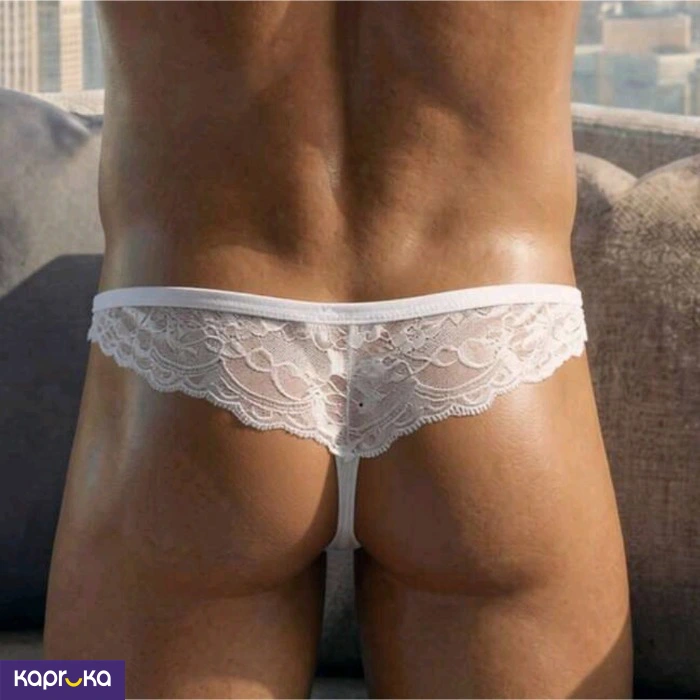 Sexy White Lace Alluring Low Rise Mesh Briefs For Men Size Xl