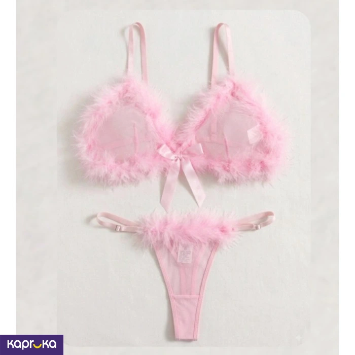Babydoll Pink Sexy Mesh Lingerie Set For Women 2pc Size M