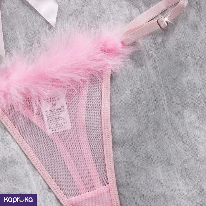 Babydoll Pink Sexy Mesh Lingerie Set For Women 2pc Size M