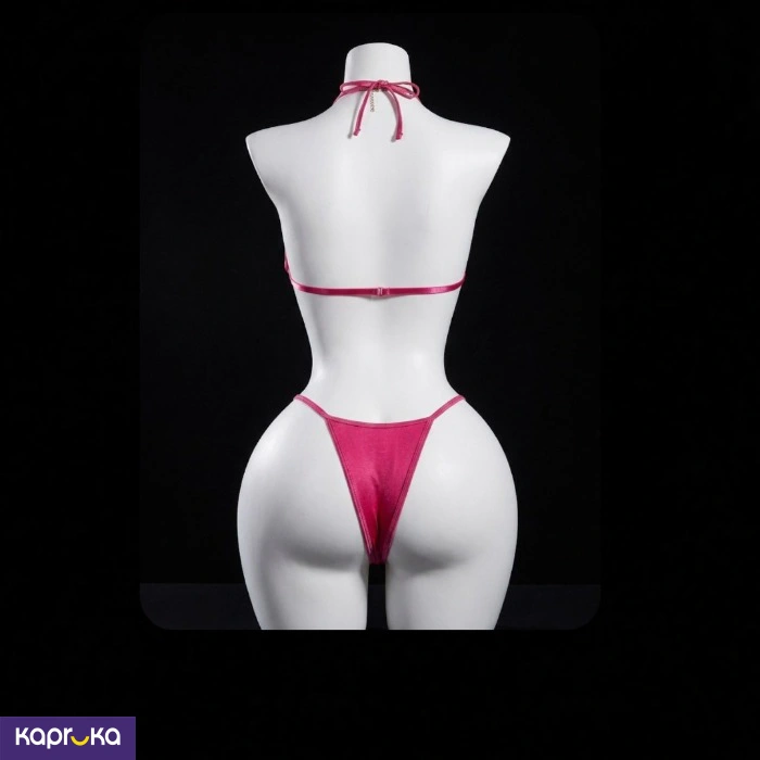 Pink Bow Decor Sexy Lingerie Set 2pc For Women Size S