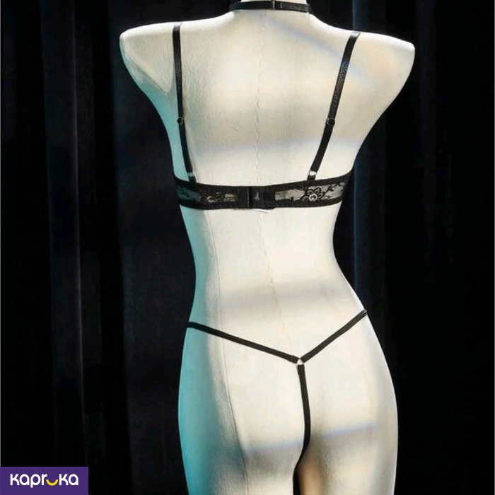 Classic Black Cut Out Bow Sexy Lingerie Set 2pc For Women Size M