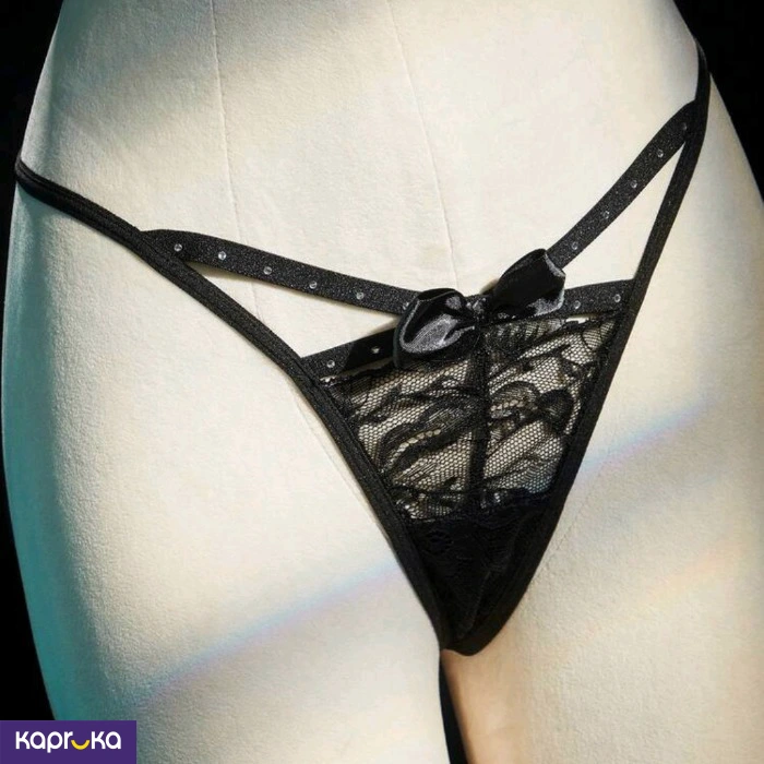 Classic Black Cut Out Bow Sexy Lingerie Set 2pc For Women Size M