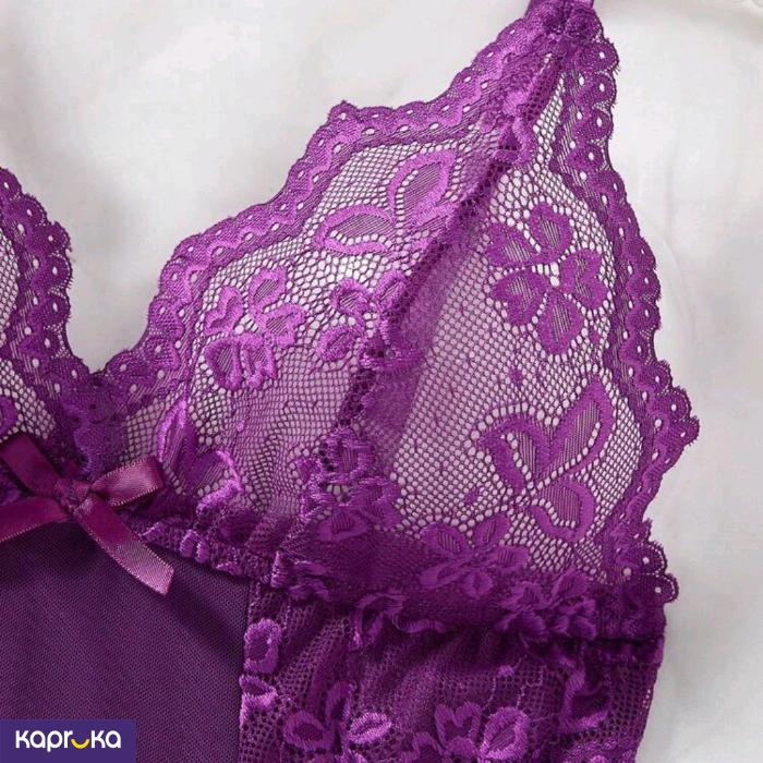 2pc Sexy Purple Lace Mesh Nightgown With Thong Size M