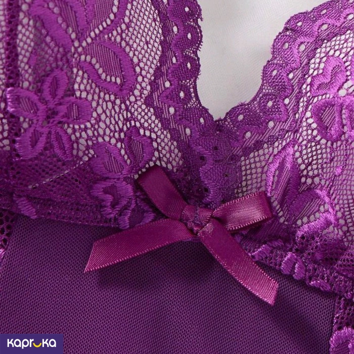 2pc Sexy Purple Lace Mesh Nightgown With Thong Size M