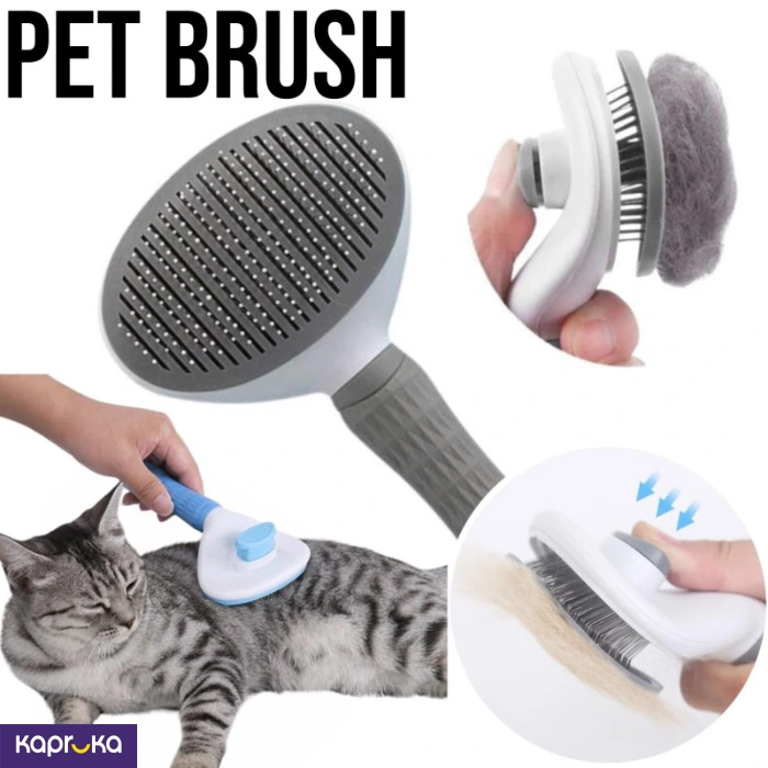 Cat Dog Pet Grooming Brush With Comb And Button