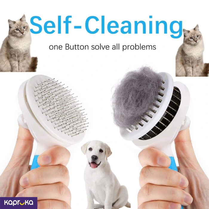 Cat Dog Pet Grooming Brush With Comb And Button