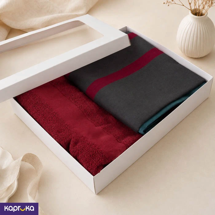 Maroon Towel With Matching Sarong