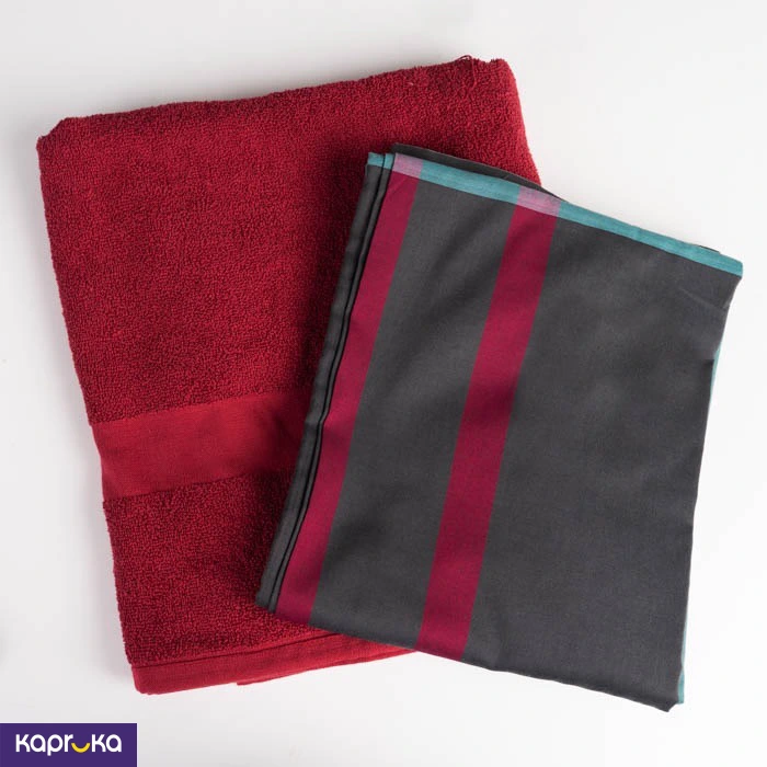 Maroon Towel With Matching Sarong