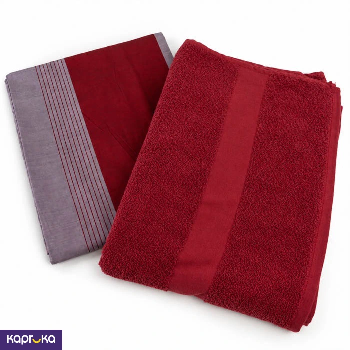 Maroon Towel With Matching Sarong