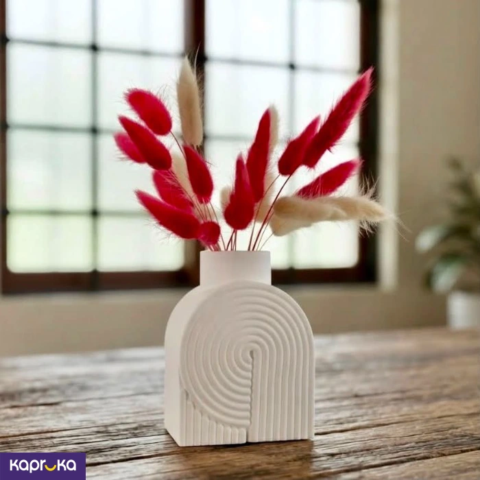 Nordic Modern Striped Gift Vase With Dried Pampas