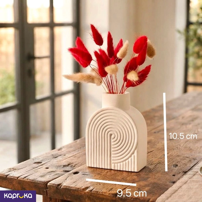 Nordic Modern Striped Gift Vase With Dried Pampas