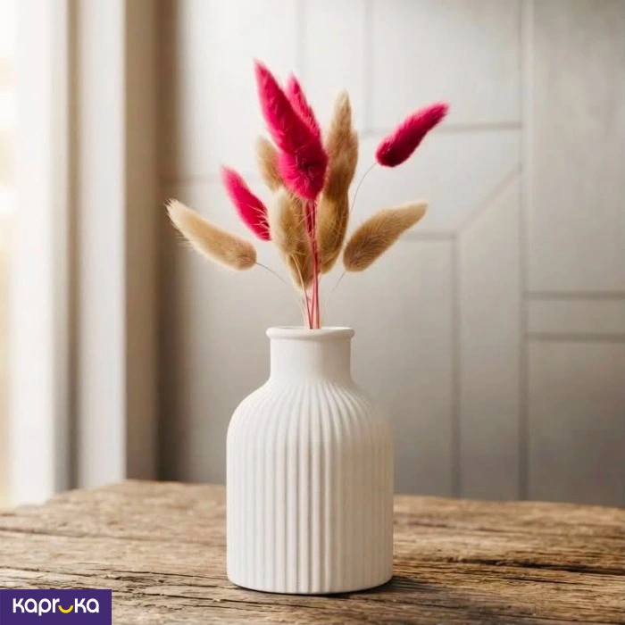 Nordic Striped Gift Vase With Dried Pampas