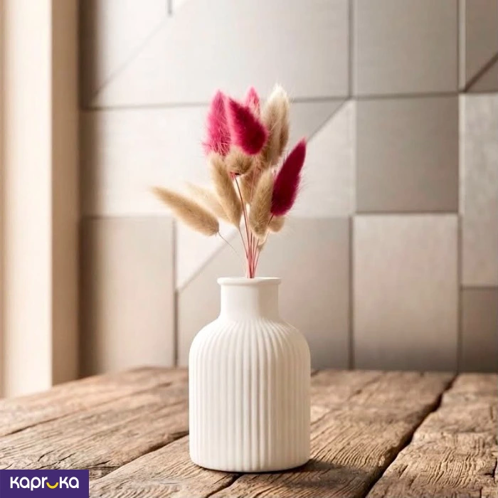 Nordic Striped Gift Vase With Dried Pampas
