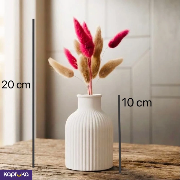 Nordic Striped Gift Vase With Dried Pampas