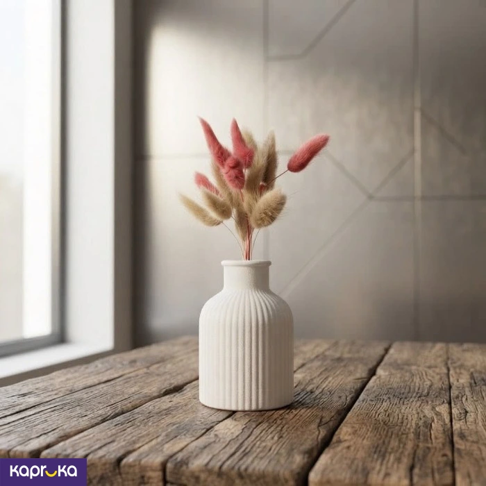 Nordic Striped Gift Vase With Dried Pampas