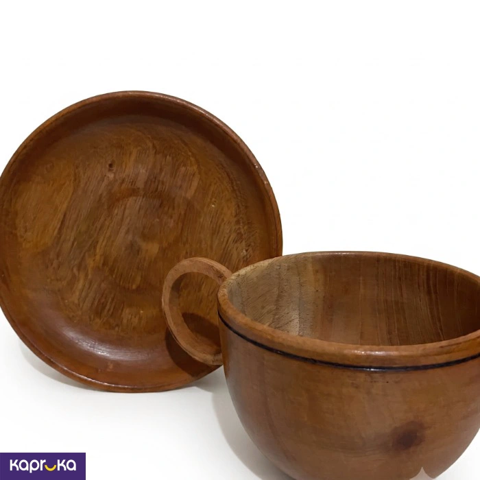 Mahogany Wood Tea Cup And Saucer