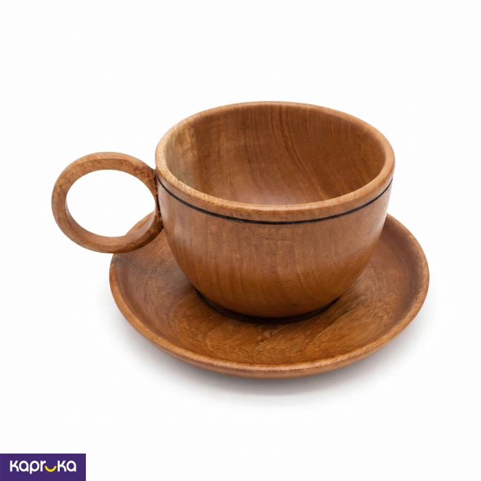 Mahogany Wood Tea Cup And Saucer