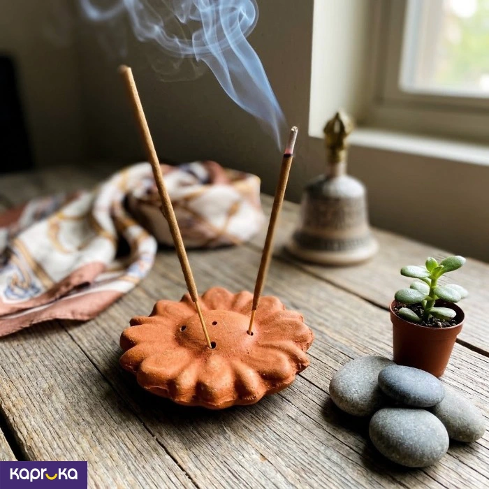 Handcrafted Floral Clay Incense Stick Holder