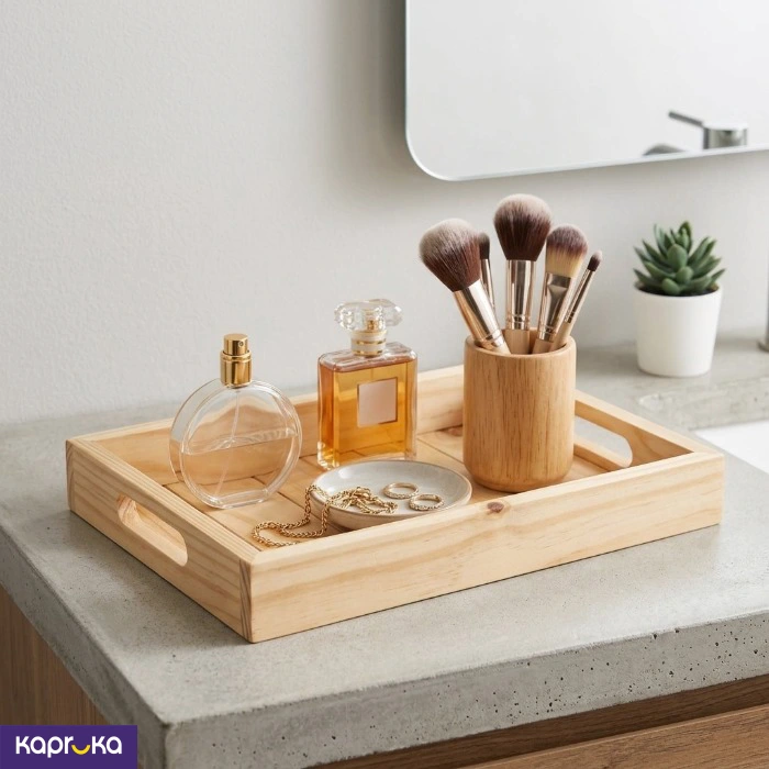 Handcrafted Pine Wood Serving Organizer Tray