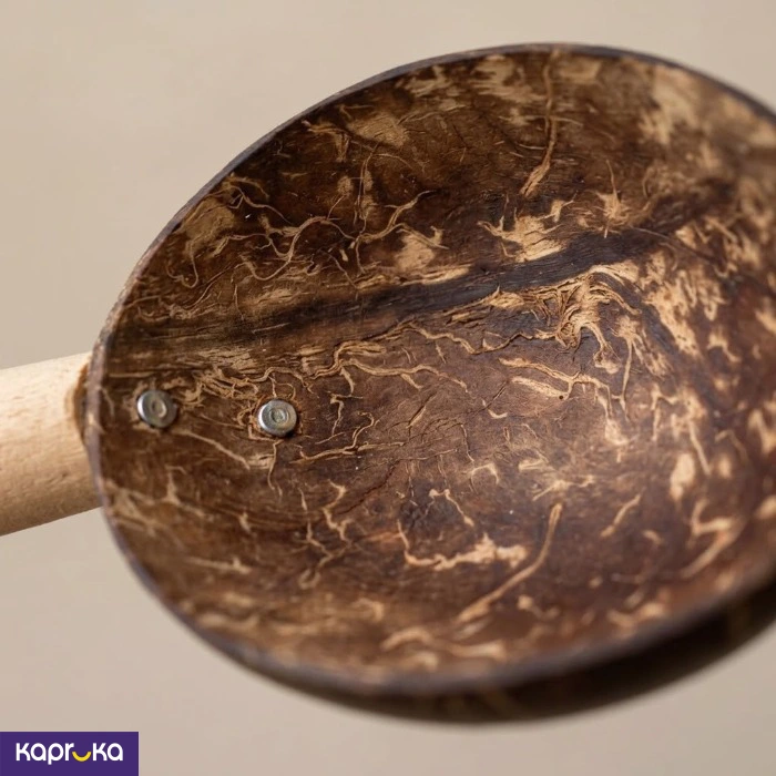 Coconut Shell Rice Serving Spoon With Wooden Handle Handmade Sri Lankan