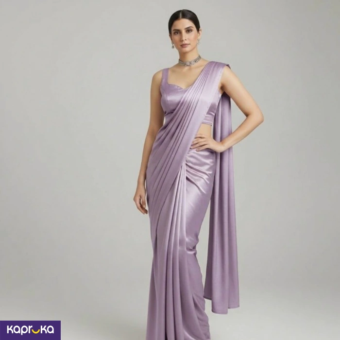 Lavender Diamond Satin Silk Saree
