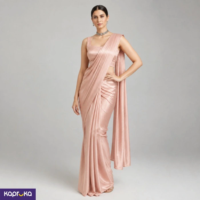 Blush Pink Diamond Satin Silk Saree