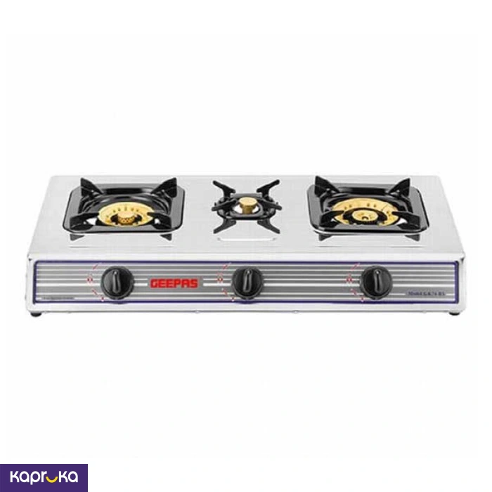 Geepas 3 Burner Gas Cooker Stainless Steel Gk75