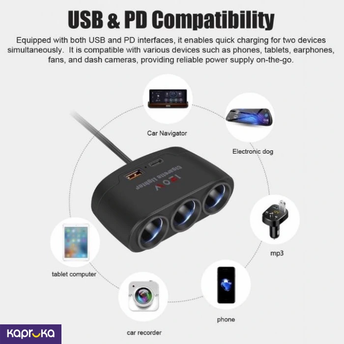 Car All In One Mobile Charger 120w Multiple Connectors