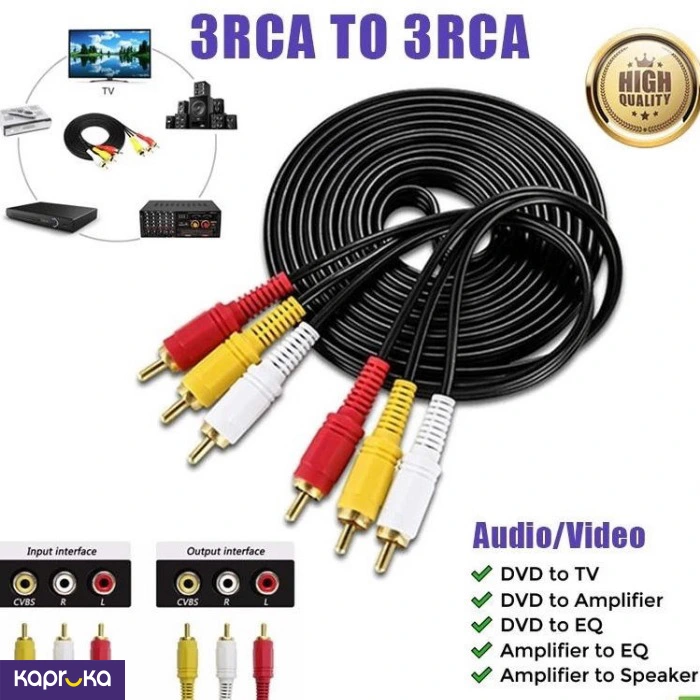 Av Cable Rca Video Audio Convertor Dvd Player Tv Game Satelite Decoder