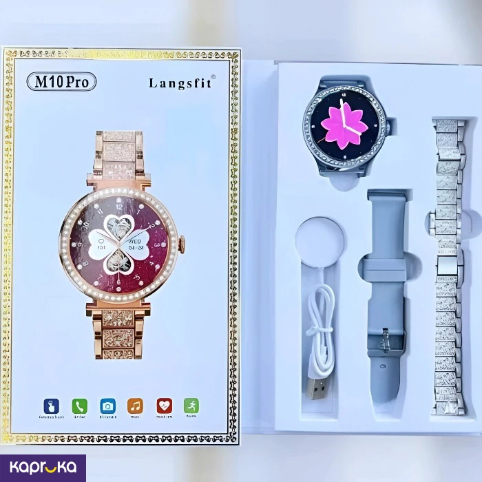 Langsfit Ladies Smart Watch Silver Grey M10 Pro Dual Strap