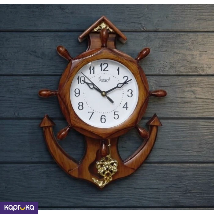 Antique Wall Clock Wooden Style Anchour Chain Luxury House Needs