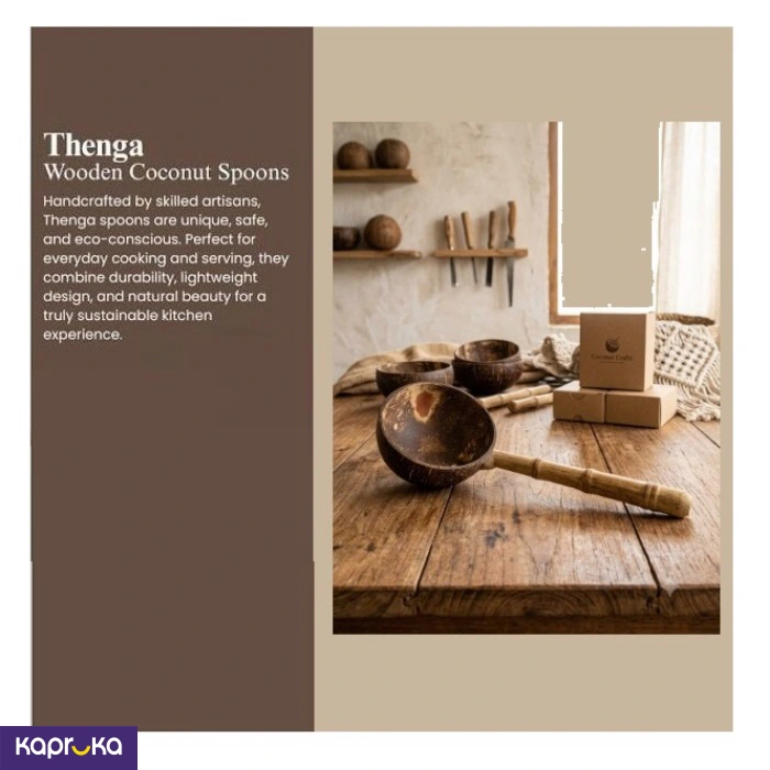 Spoon Coconut Shell Serve Soup Aesthetic Ancient Generation Product