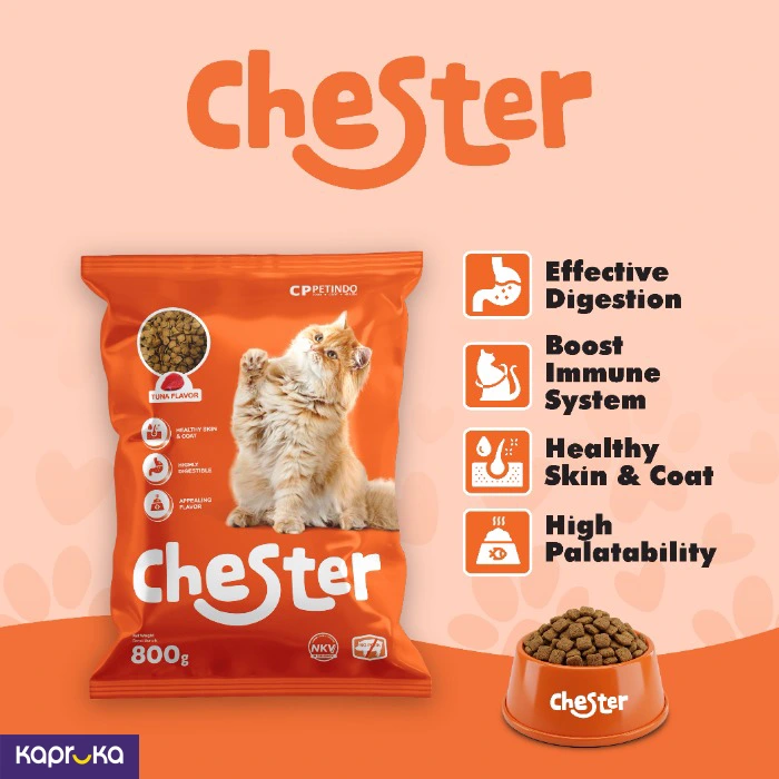 Chester Premium Adult Cat Food Tuna Flavor 800g High Protein Complete And Balanced Dry Cat Food Heal