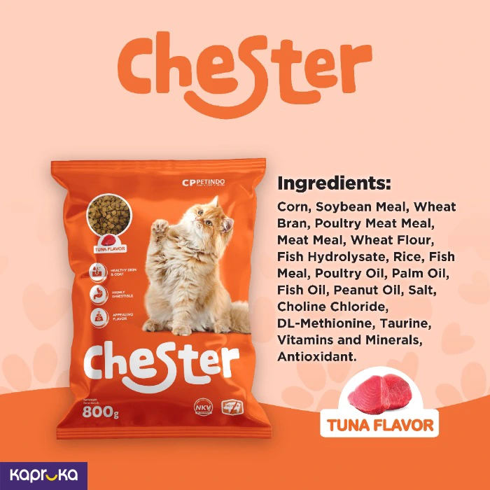 Chester Premium Adult Cat Food Tuna Flavor 800g High Protein Complete And Balanced Dry Cat Food Heal